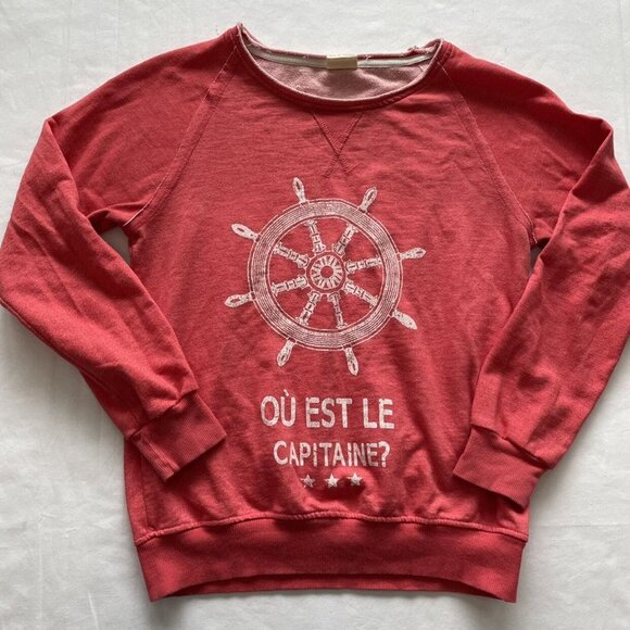 Zara Red “Qu Est Me Captaine?” Sweatshirt Size 11/12 - Picture 2 of 6